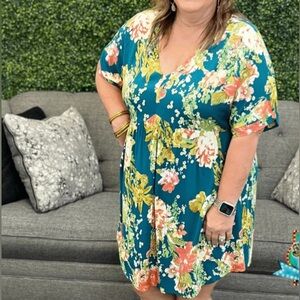 ANDREE BY UNIT Blue Floral  Mini Sundress